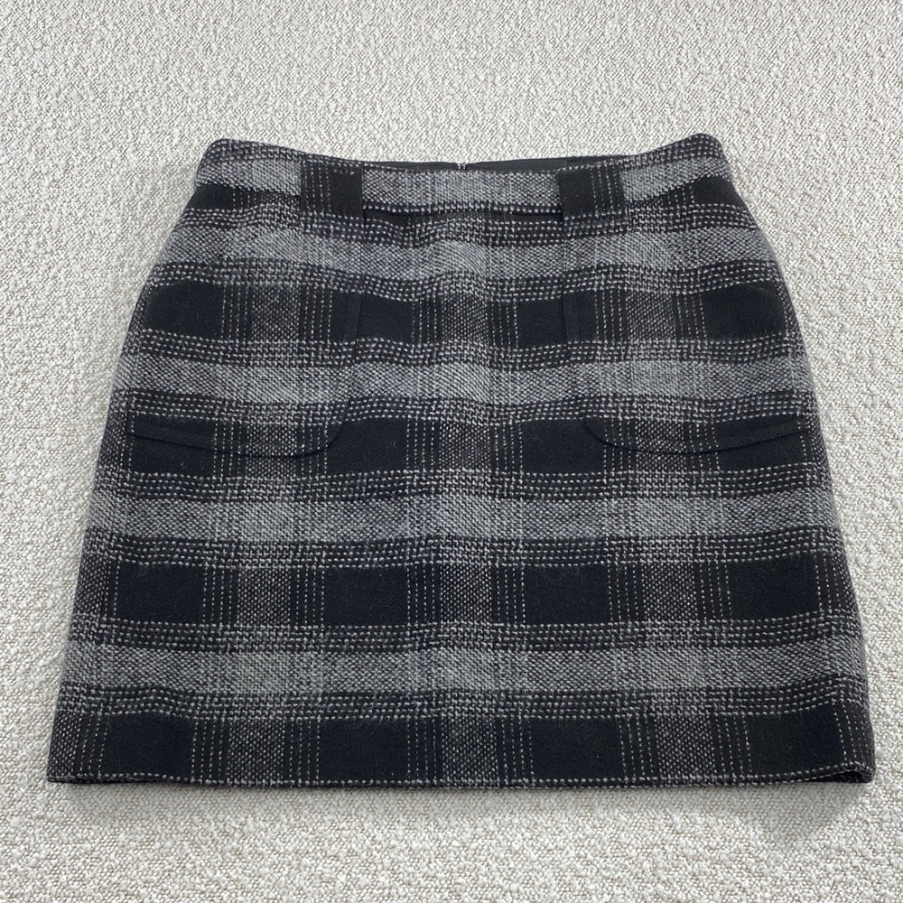 Black and Gray Plaid Mini Skirt - Women 6P